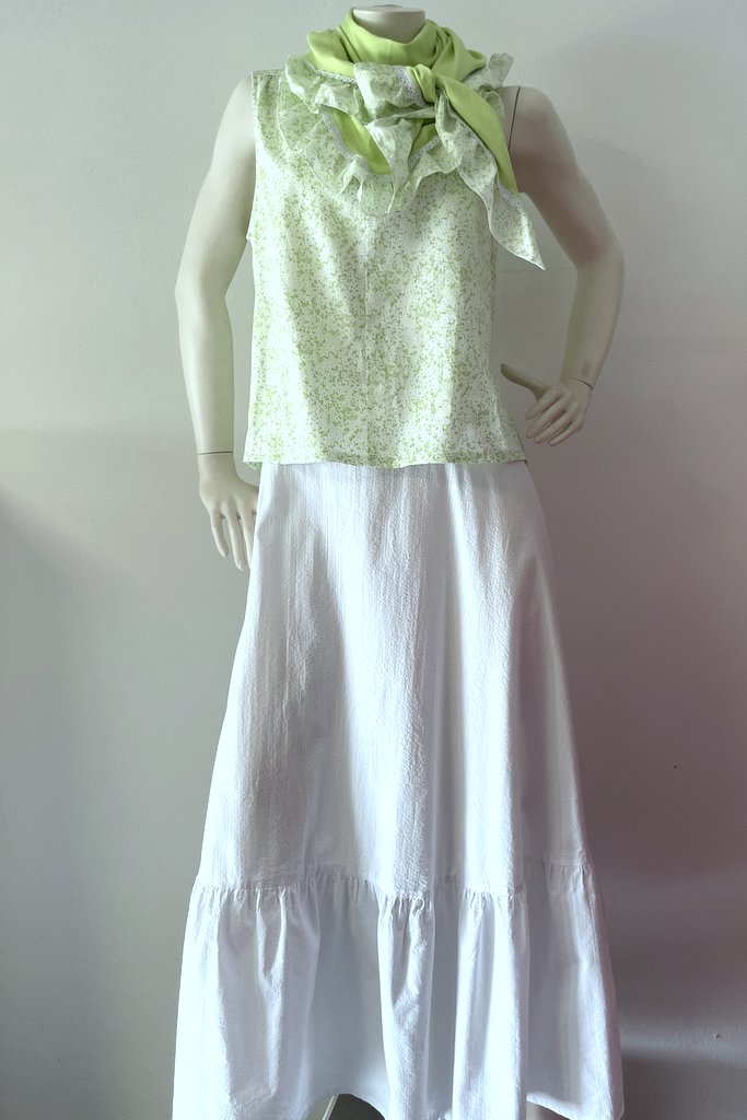 Orkidé, lövmönstrad grön ärmlös blus - Bild 6