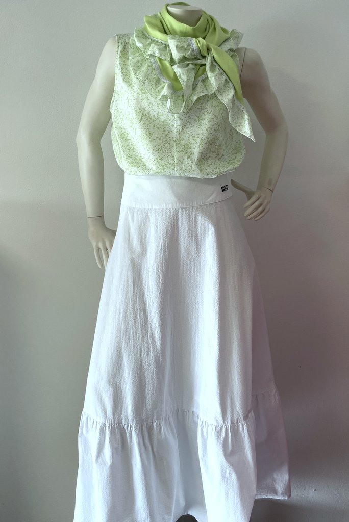 Orkidé, lövmönstrad grön ärmlös blus - Bild 7